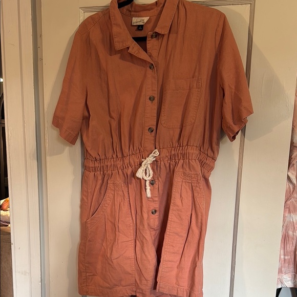 Rust Orange Button-Up Romper - Picture 1 of 3